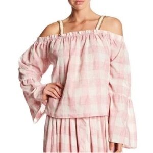 TOV Holy Off-the-Shoulder Bell Sleeve Blouse, Size 42 (Large), NWT